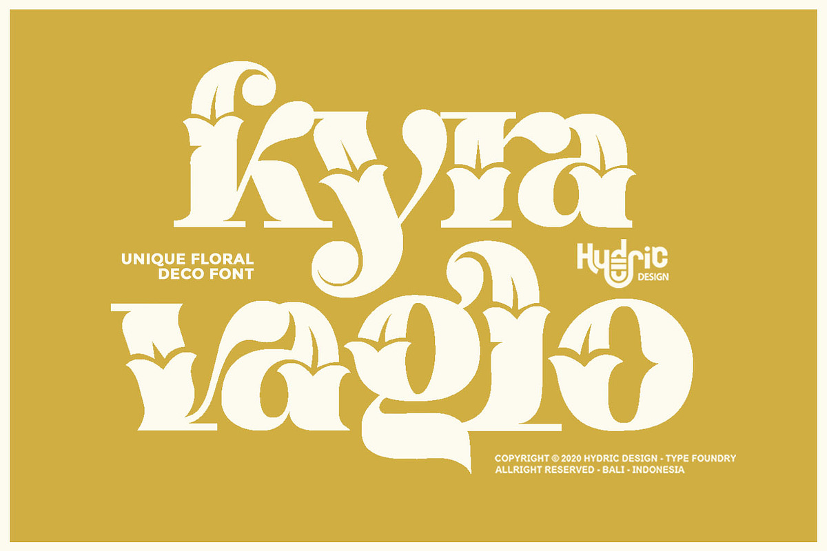 Kyra Vaglo | Floral Display Font, a Sans Serif Font by Hydric Design (Photo 1 of 12)