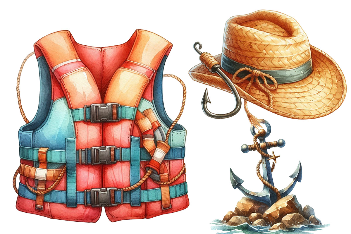 Summer Fishing Equipments Clipart, an Illustration by Designworld (Photo 3 of 5)