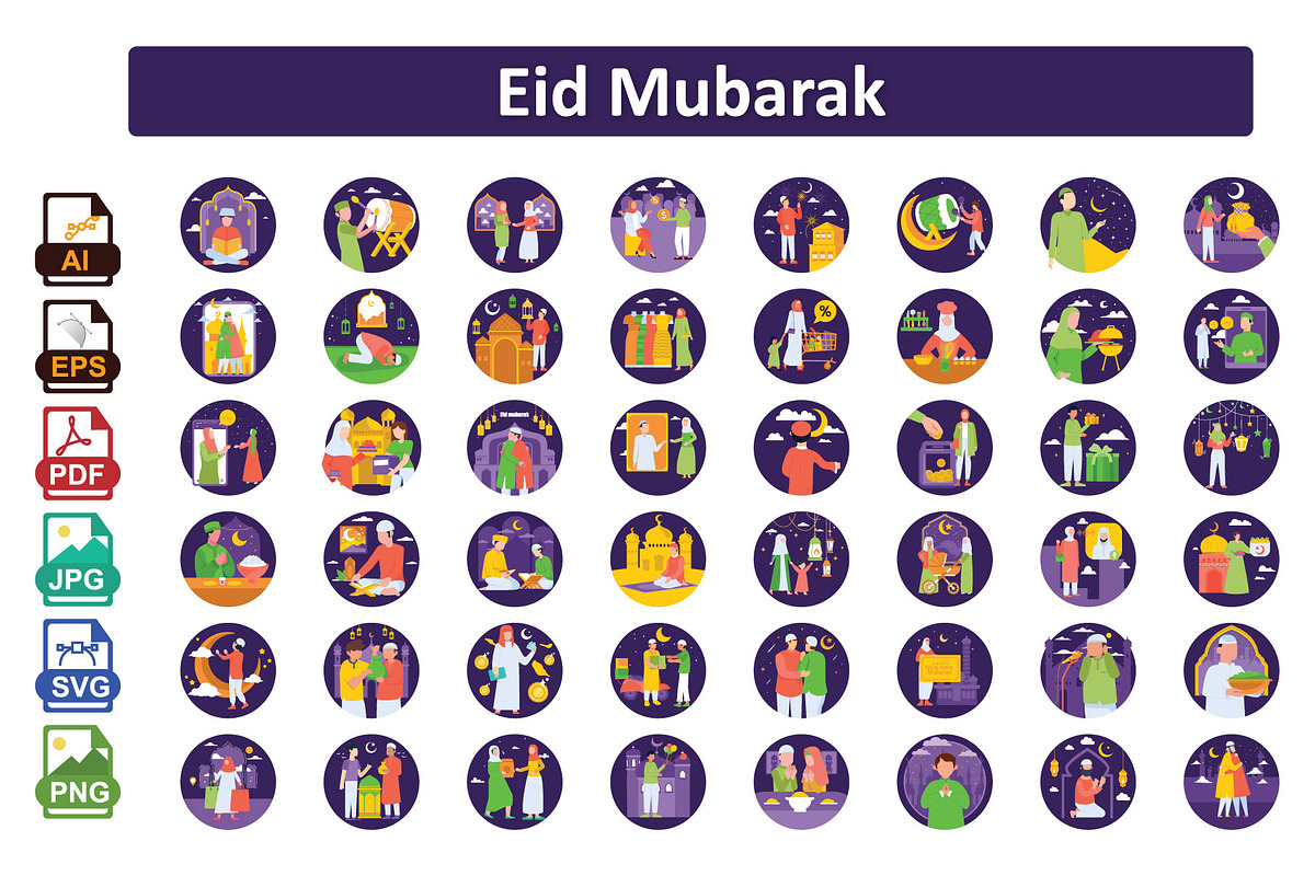 Eid Mubarak Vector Illustrations, a Person Illustration by Vector Portal (Photo 1 of 6)