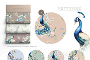 Watercolor vintage birds peacock, an Animal Illustration by MariGraphic boutique (Thumbnail 6 of 8)