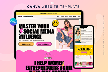 Bold Preppy Canva Website Template, a Landing Page Template by BLDGtheBoutique