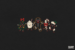 Cute Retro Christmas Characters