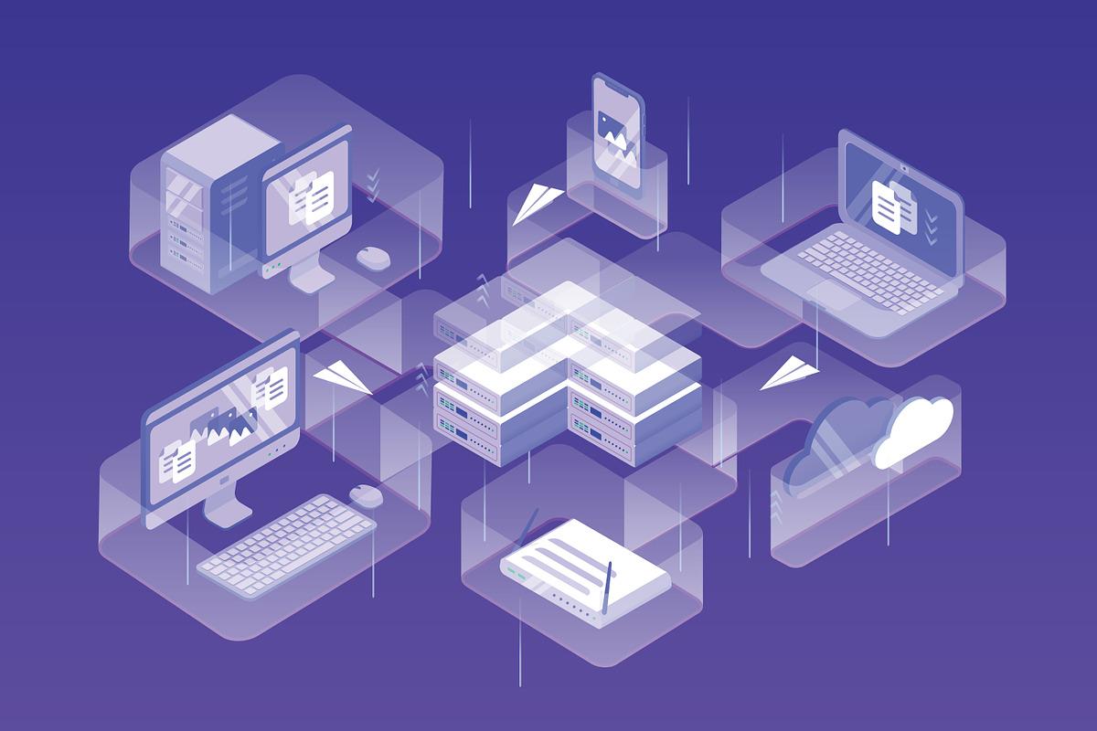 Data network management concept, a Technology Illustration by Good Studio (Photo 2 of 3)