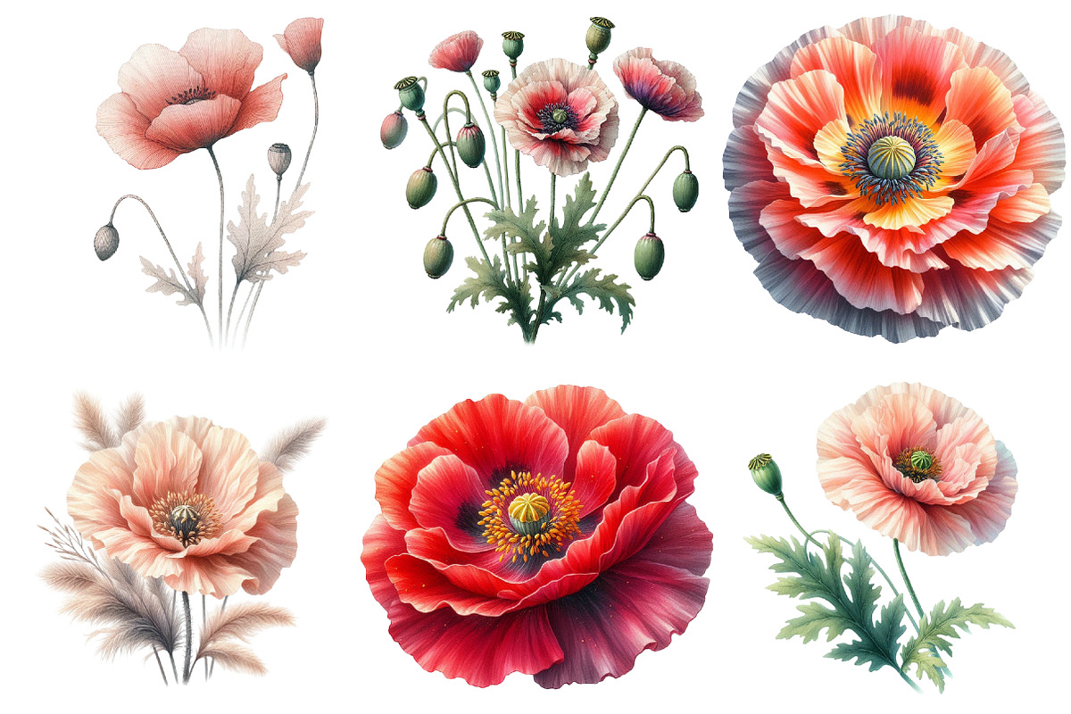 Corn Poppy Flower Bloom Clipart, an Illustration by cherrydesign (Photo 2 of 3)