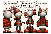 Whimsical Christmas Snowman Clipart, an Illustration by DreamCafeArt (Thumbnail 1 of 6)
