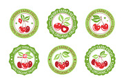 Cherries Illustration Vector Set, a Food Illustration by Lettering_Logo (Thumbnail 3 of 4)