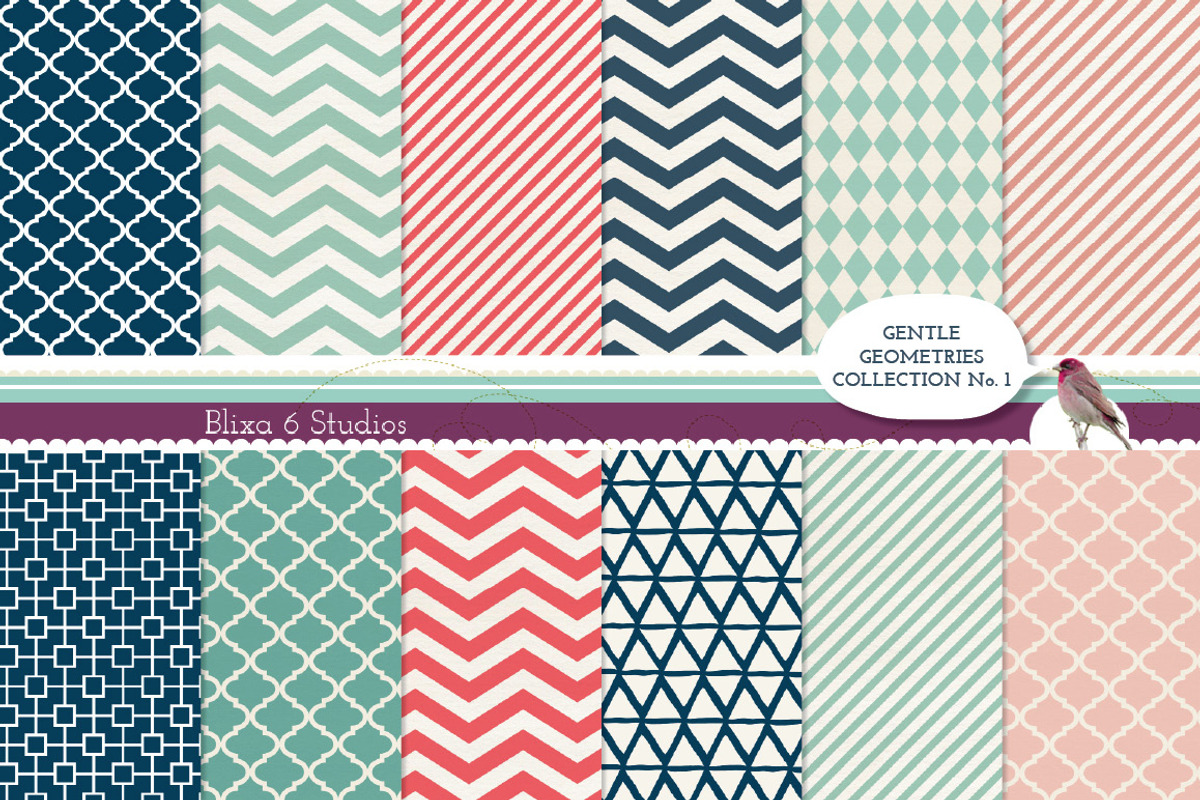 Gentle Geometry Digital Patterns