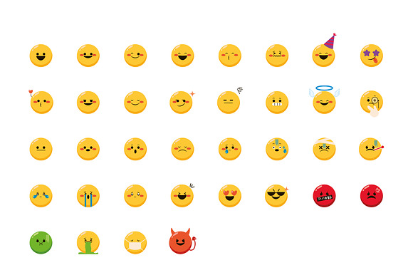 Emoji Faces Icon Set preview 2