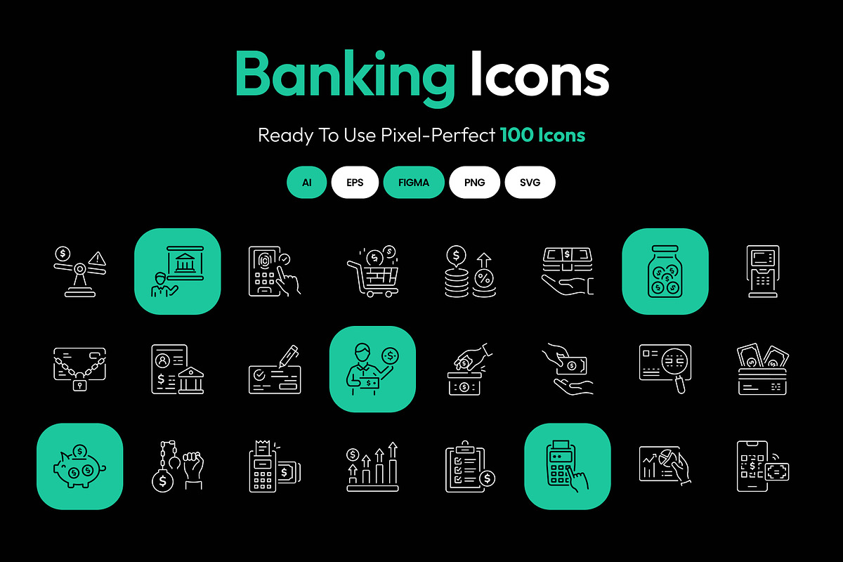 Banking Icon Art Set, an Outline Icon by Prosymbols (Photo 1 of 8)