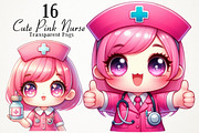 Cute Pink Nurse PNG Clipart, a Seasonal Illustration by RobertsArt (Thumbnail 1 of 6)
