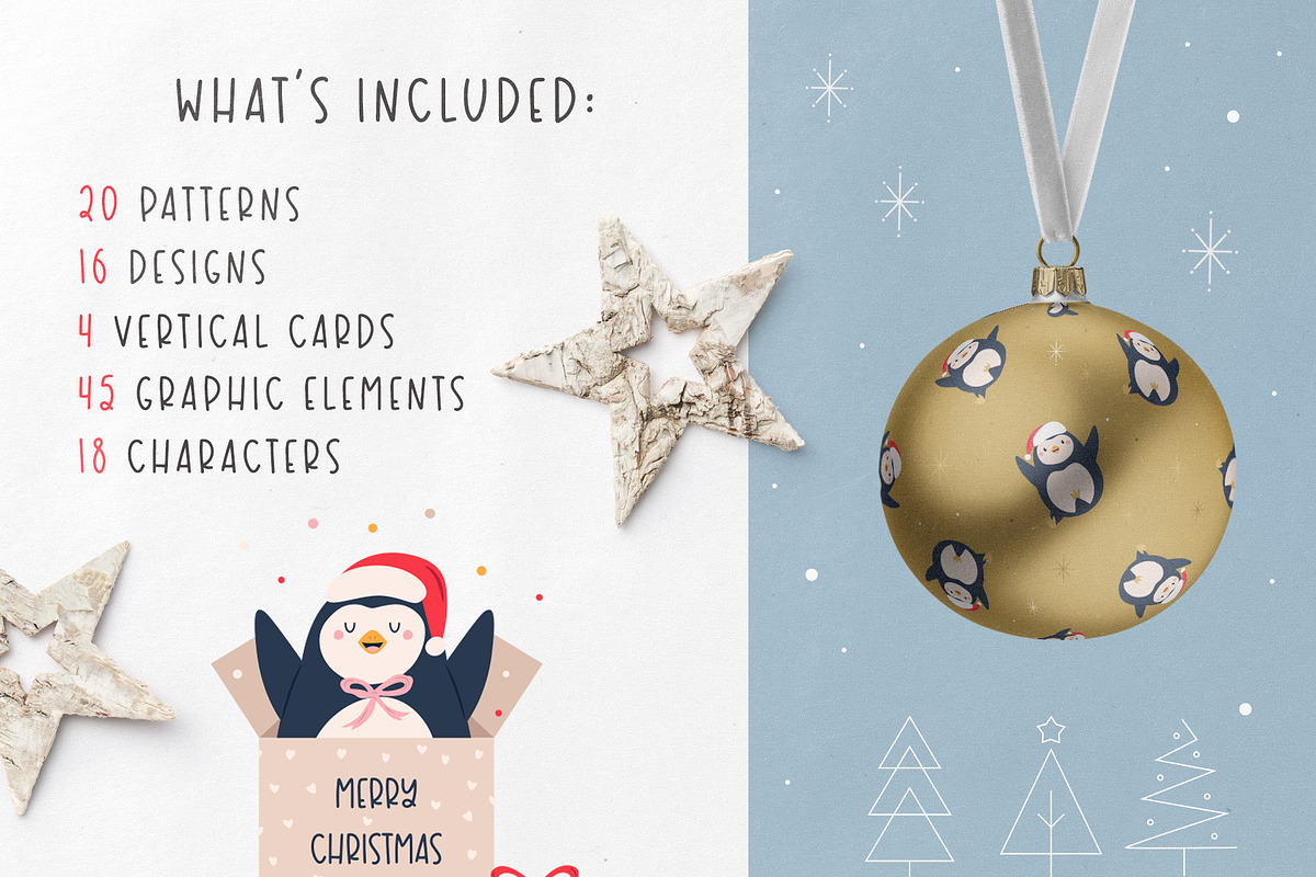Cute Penguin Clipart & Winter Cards, an Animal Illustration by danceyourlife (Photo 2 of 12)
