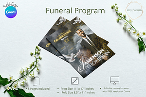 Black and Gold Funeral Program
