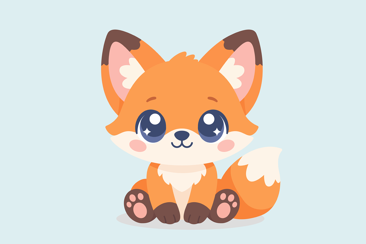 Cute Kawaii Fox Sitting Cartoon, an Animal Illustration by Artpon Illustration (Photo 1 of 3)