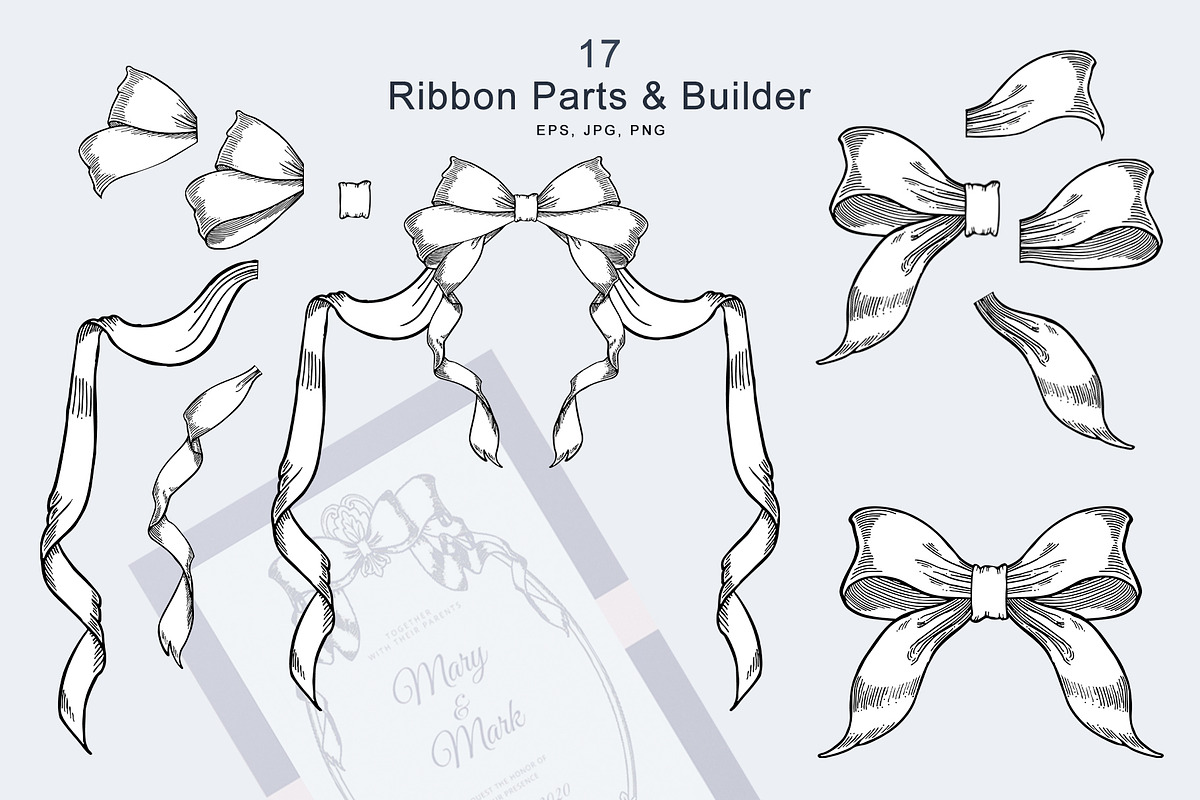 Vintage Vector Frames & Bows, a Decorative Illustration by EL_SUHOVA (Photo 3 of 11)