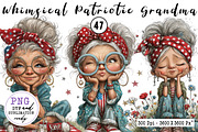 Whimsical Patriotic Grandma Clipart, an Animal Illustration by CreationArt (Thumbnail 1 of 7)