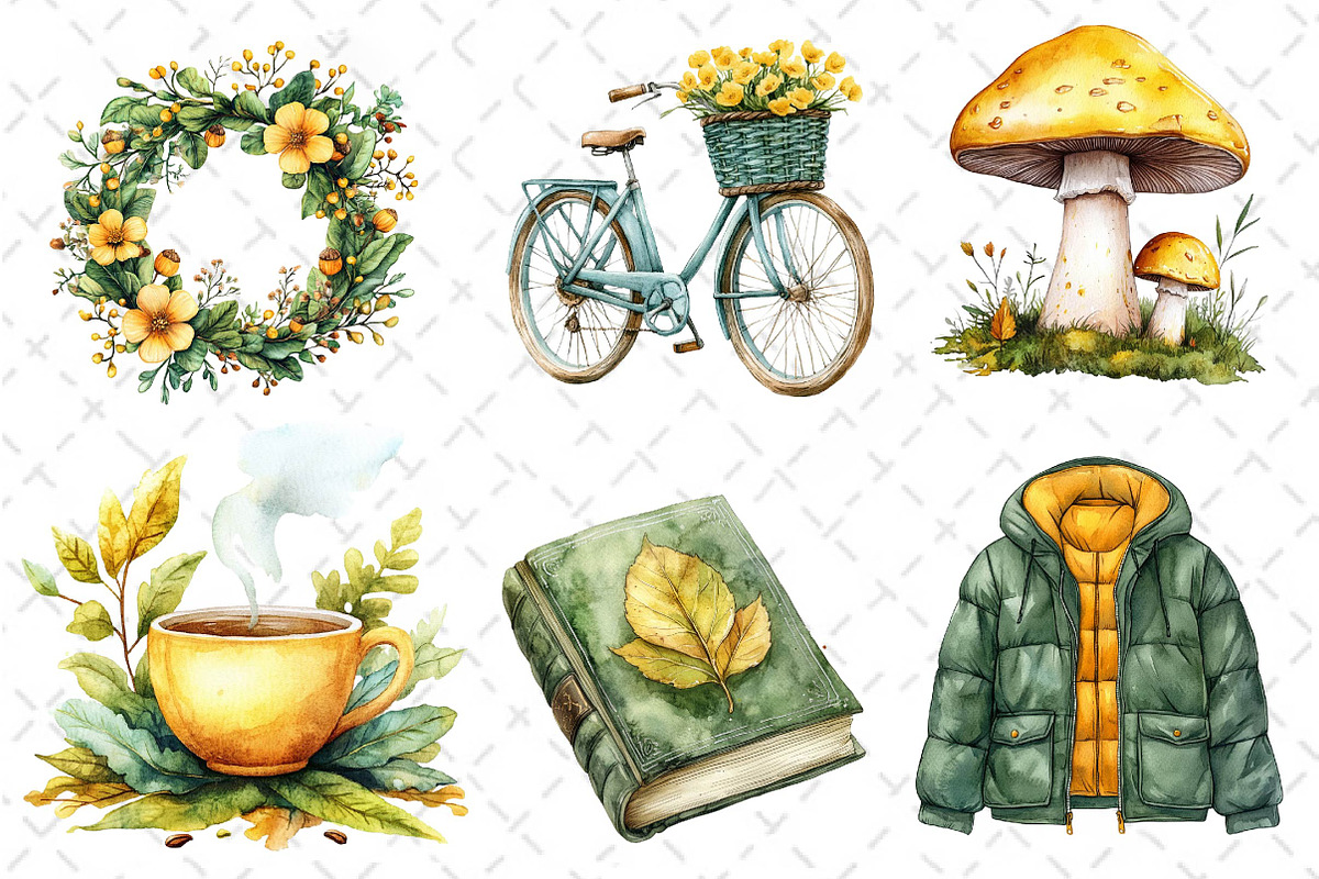 Yellow & Green Autumn Clipart, an Illustration by Dream Creation (Photo 3 of 6)