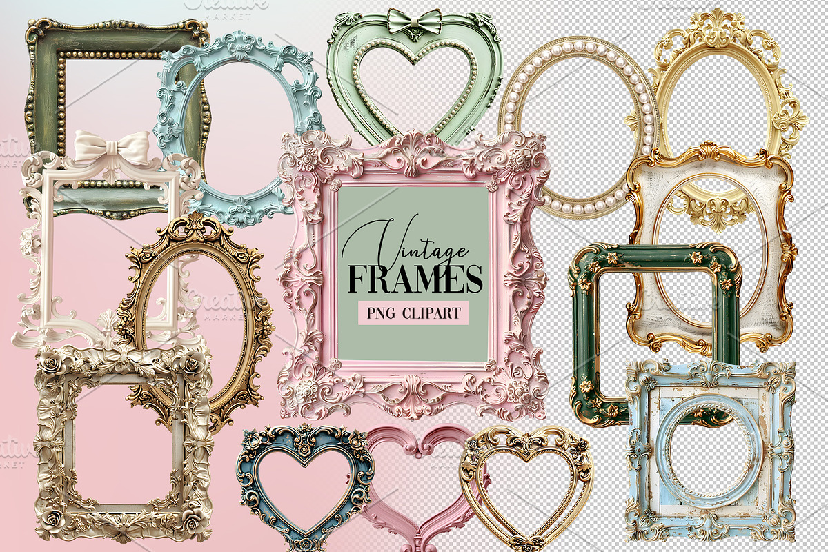 Vintage Frames Clipart, an Object Graphic by NataKa (Photo 1 of 6)