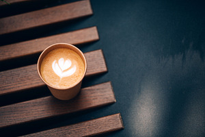Takeaway coffee with heart latte art, a Food & Drink Photo by Anna Efetova