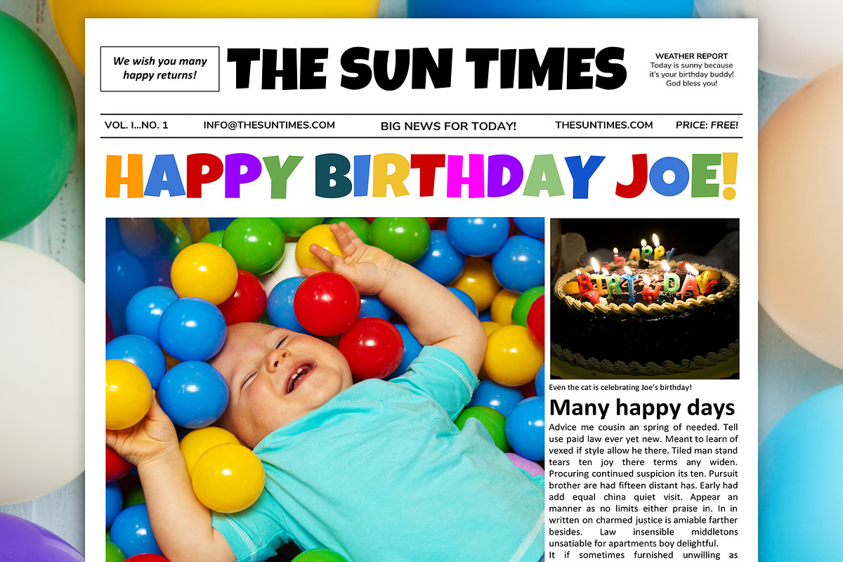 Google Docs Birthday Template, a Flyer Template by Newspaper Templates
