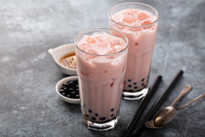 Homemade strawberry milk bubble tea