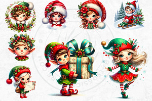 Christmas Elves Clipart Set