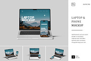 laptop and Phone Mockup, a Wearable Device Mockup by graphictime (Thumbnail 1 of 10)