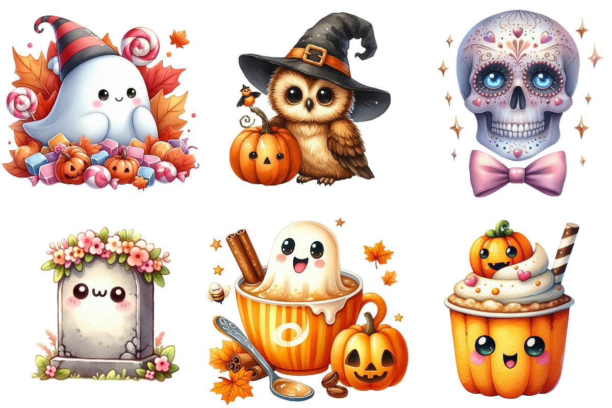 Kawaii Fall Halloween Clipart, an Illustration by DreamArtGraphic (Photo 3 of 4)