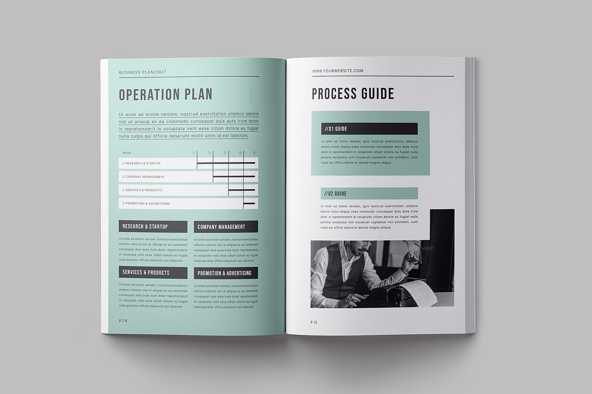 Clean Business Plan Layout, a Brochure Template by Designsoul14 (Photo 8 of 9)