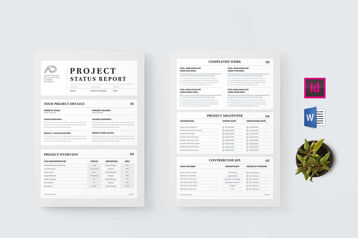 Project Status Report | Word & Indd, a Stationery Template by design_hut (Photo 1 of 6)