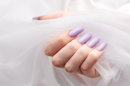 Girl's hands with a soft purple manicure., a Beauty & Fashion Photo by Olena Rudo
