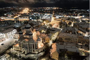 Aerial night View of Tallinn in, an Architecture Photo by Nature and travel