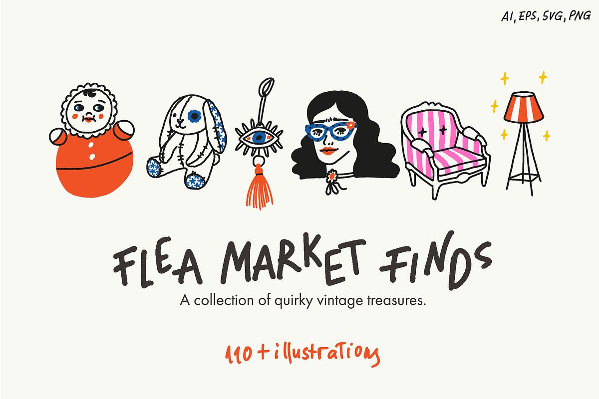 Flea Market Finds: 110 Illustrations, an Object Illustration by Olly Kava (Photo 1 of 11)