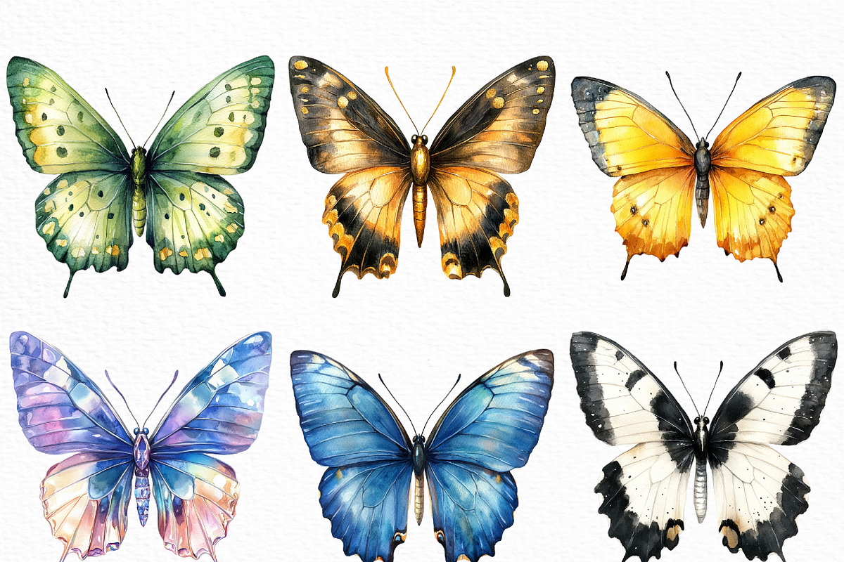 Watercolor Butterflies Clipart, an Illustration by Craft Nest (Photo 3 of 6)