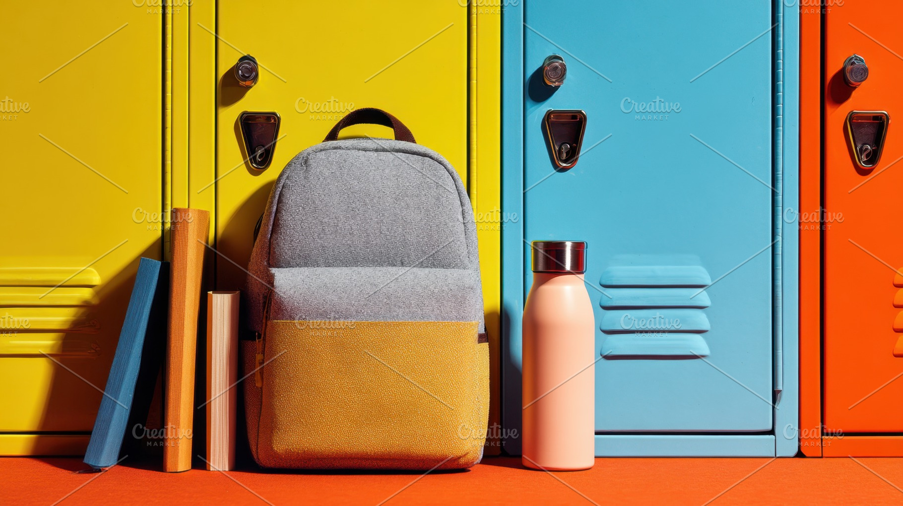 Backpack and stuff by lockers, a Photo by Beautiful things