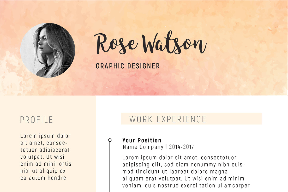 Sweet Watercolor Resume Template /G, a Resume Template by Showy68 Template (Photo 3 of 7)