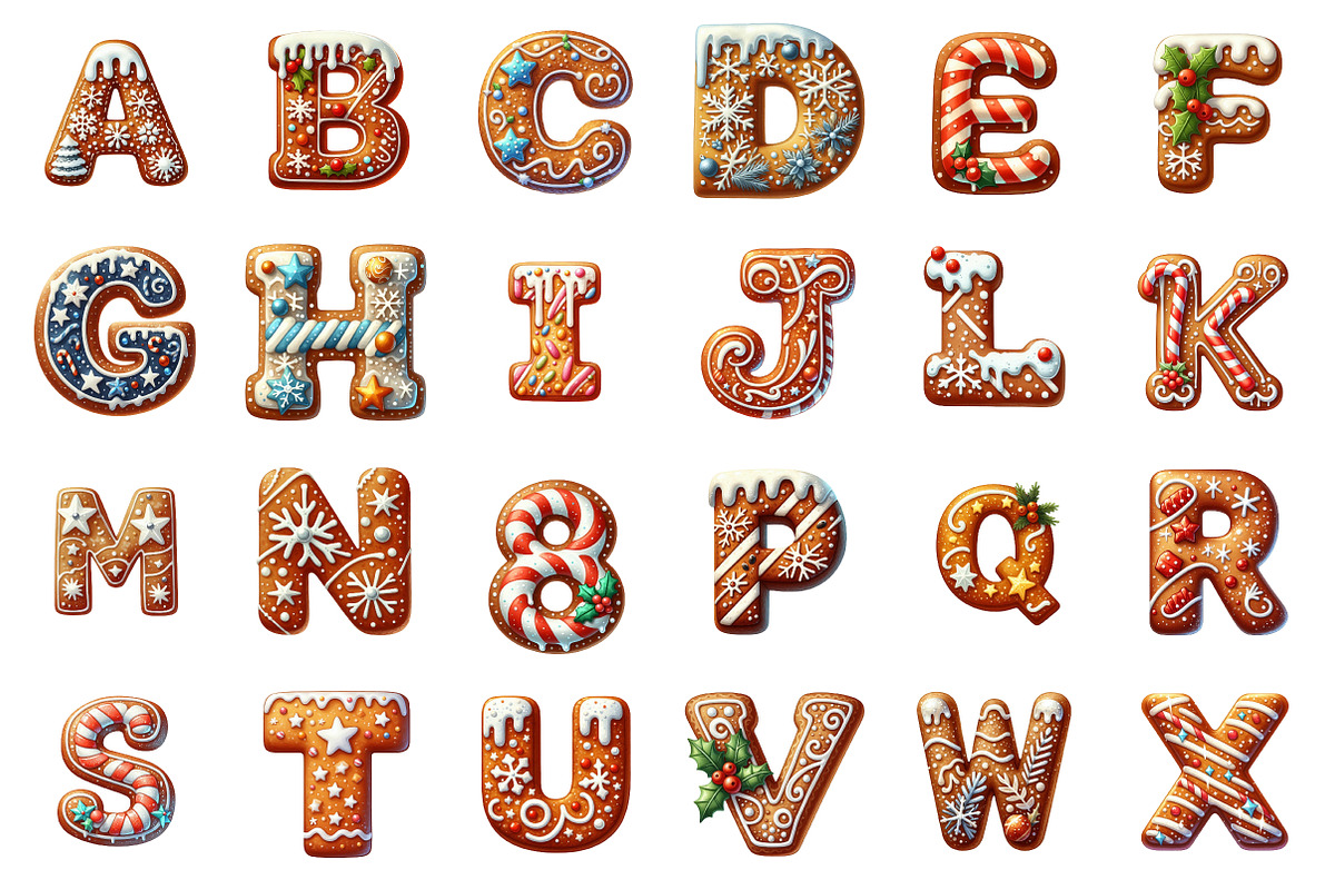 Christmas Gingerbread Alphabet PNG, an Illustration by SinaCreation (Photo 2 of 7)