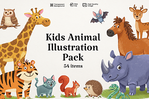 Kids Animal Illustration Pack.zip, an Animal Illustration by PopotLane