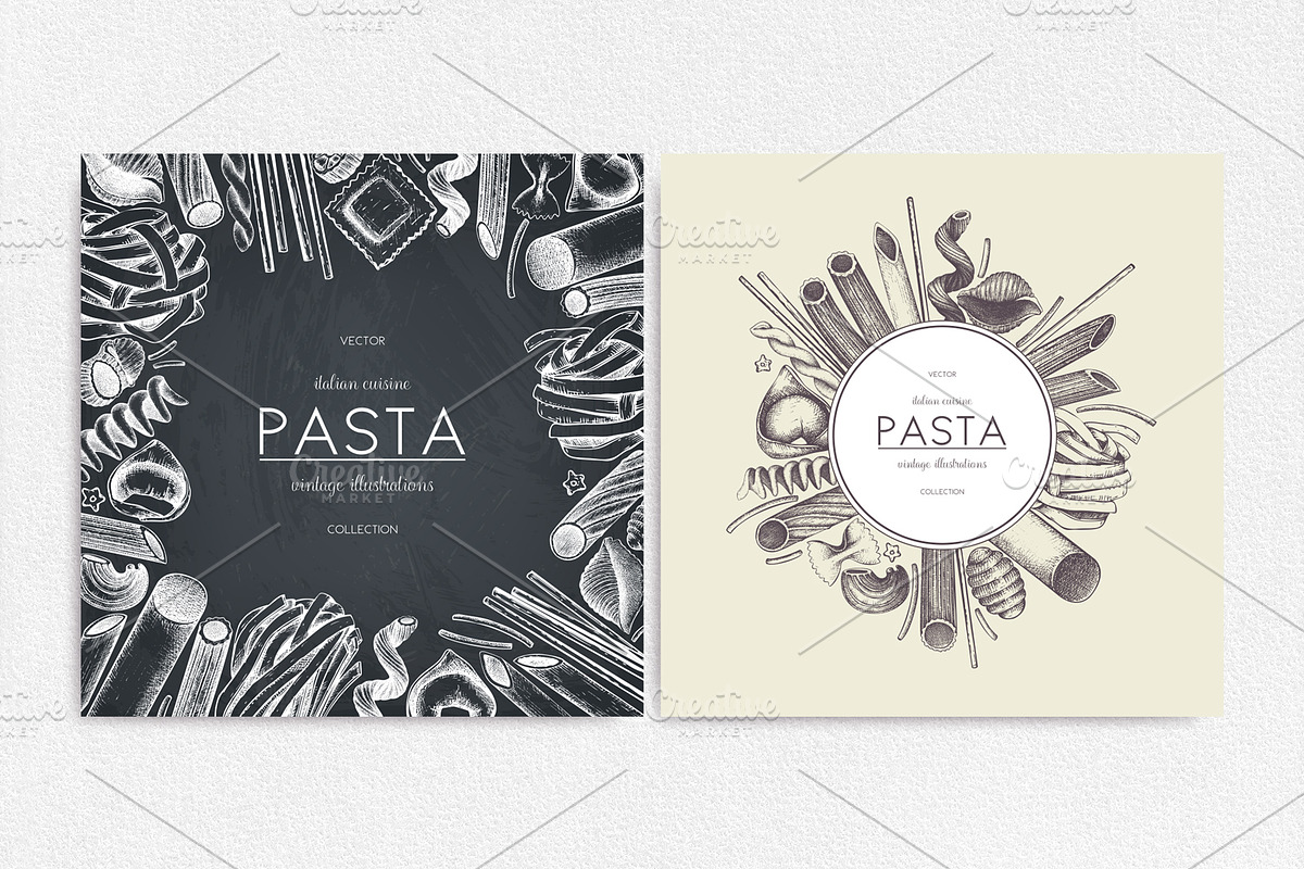 Hand Drawn Italian Pasta Set, a Food Illustration by Yevheniia (Photo 4 of 8)