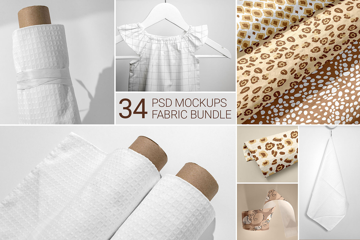 34 Fabric Mockup Bundle, a Packaging Mockup by bazarova (Photo 1 of 12)