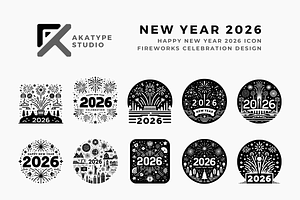 Happy New Year 2026 Icon, a Solid Icon by Akatype Studio