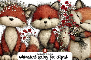 whimsical spring fox clipart, an Illustration by Designworld