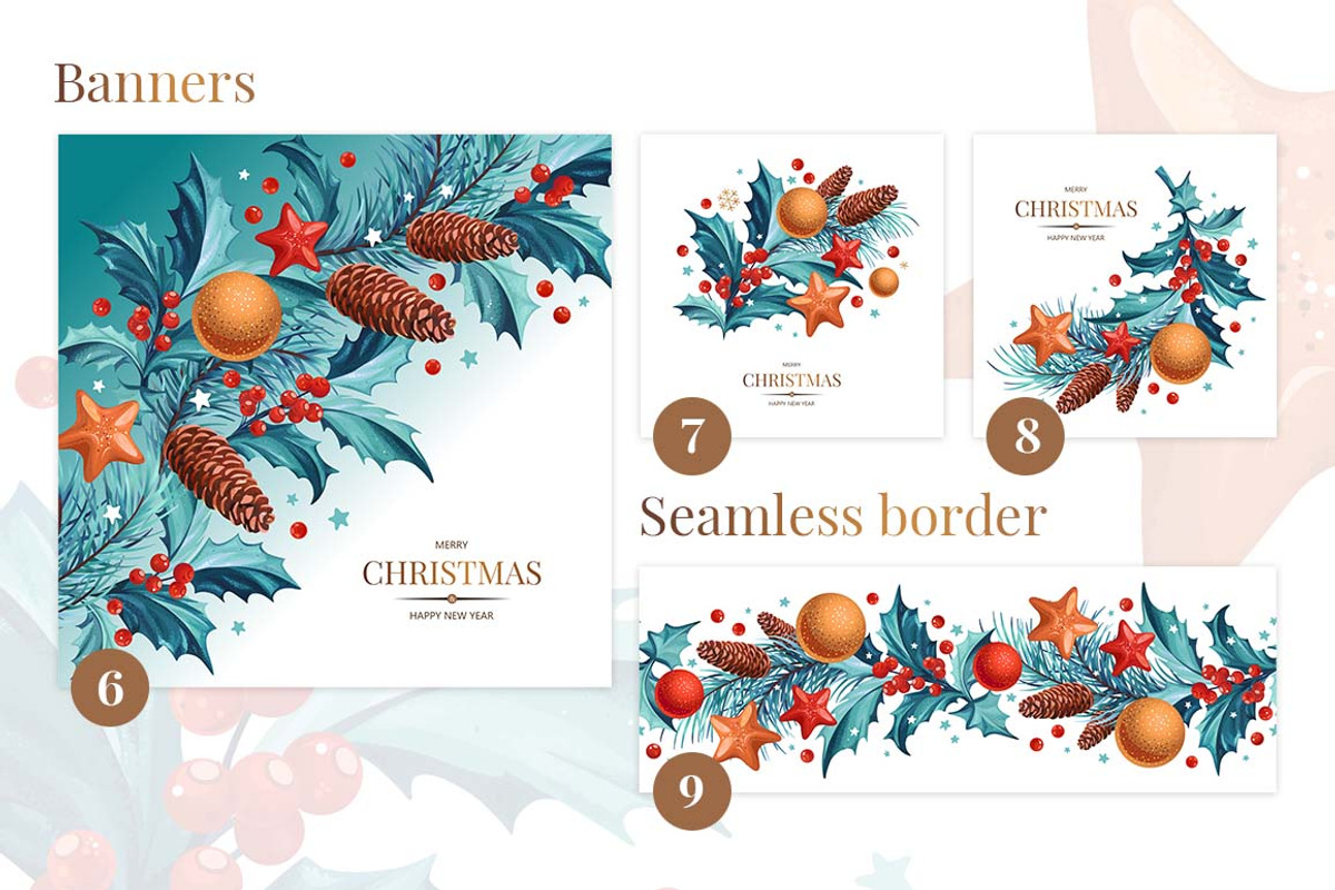 Christmas Set 1, a Background Graphic by Yulia Ogneva (Photo 3 of 7)