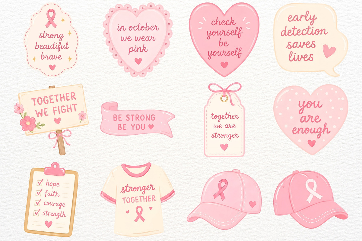Breast Cancer Awareness Clipart Bow, a Seasonal Illustration by SugarCloudStudioArt (Photo 2 of 5)