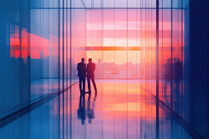 Business professionals in a glass, a Photo by Pavel_design