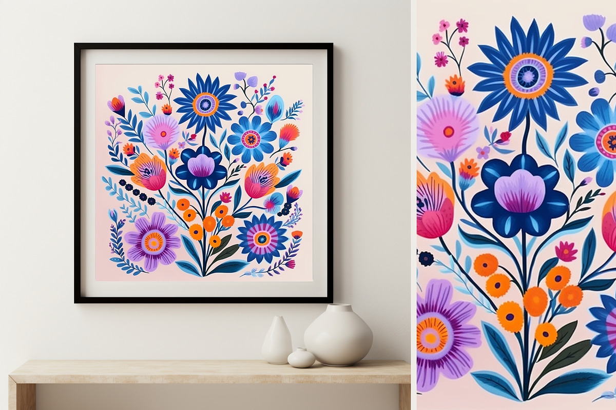 11 purple folk flower wall art print, a Decorative Illustration by ARTOZEN DIGITAL (Photo 6 of 11)