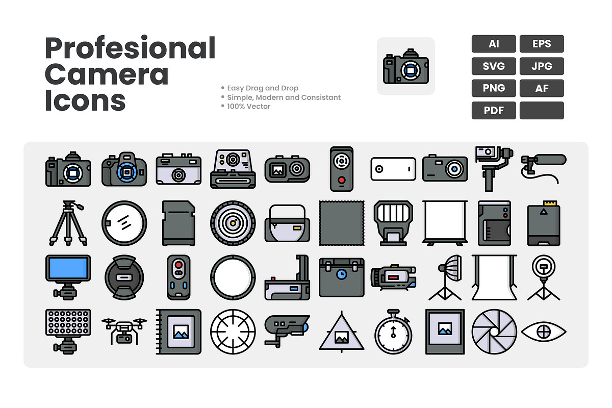 Professional Camera Icons, a Duotone Icon by erifqizeicon (Photo 2 of 4)