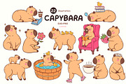 Cute Capybara Clipart Set, an Animal Illustration by Victoruler (Thumbnail 1 of 3)