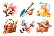 Peach Garden Watercolor Clipart, an Illustration by Daily.Designs (Thumbnail 3 of 5)