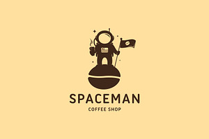 Astronaut Coffee Shop Logo Template