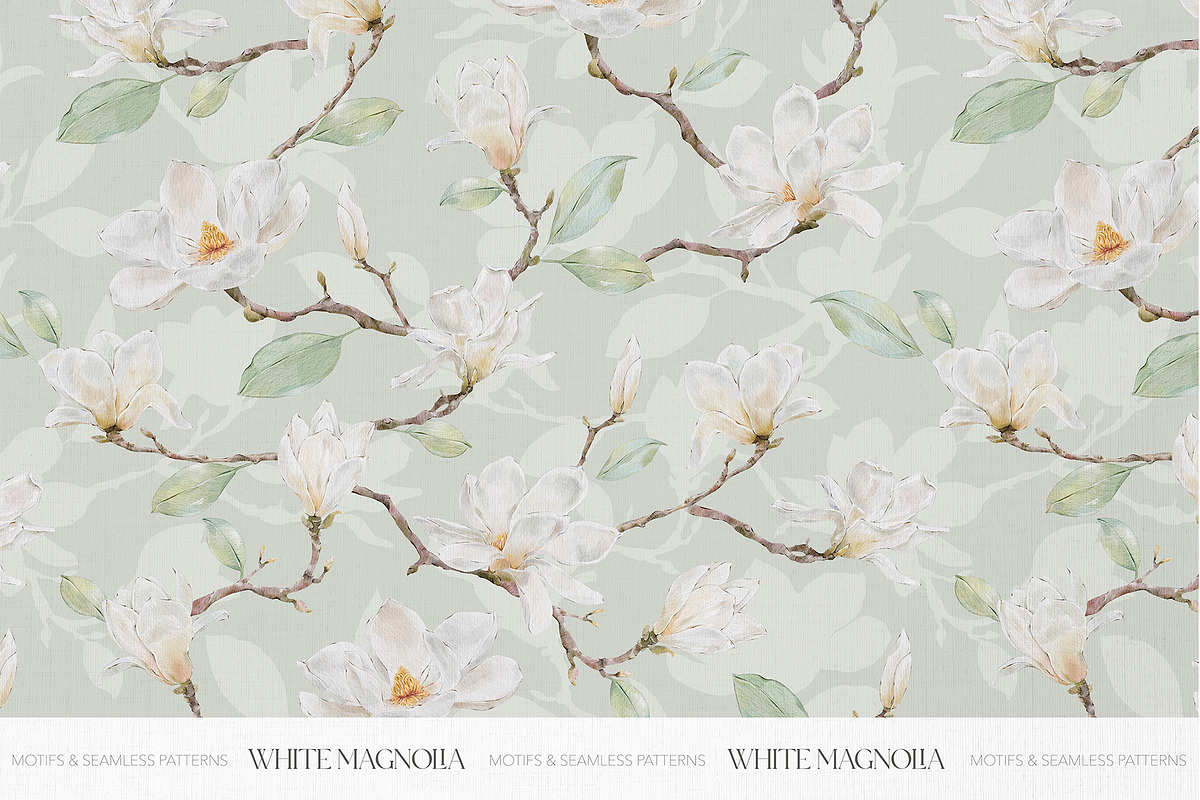 Watercolor White Magnolia Mijelo, a Pattern Graphic by Alisa Fimen Design (Photo 10 of 12)